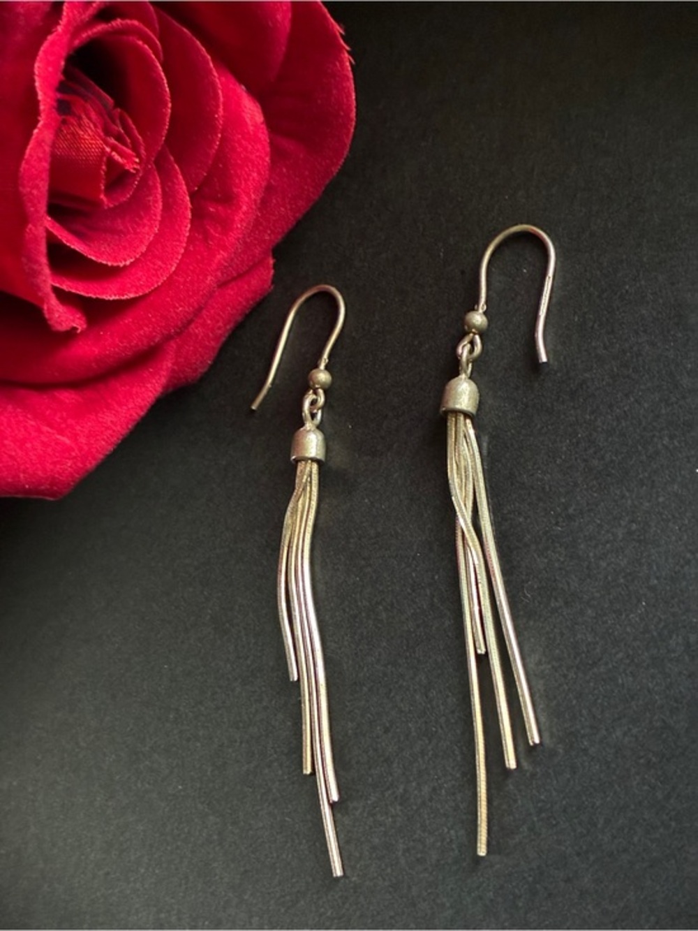 925 Silver Earrings,Delicate Silver-Tone Tassel Drop Earrings - Women Jewelry